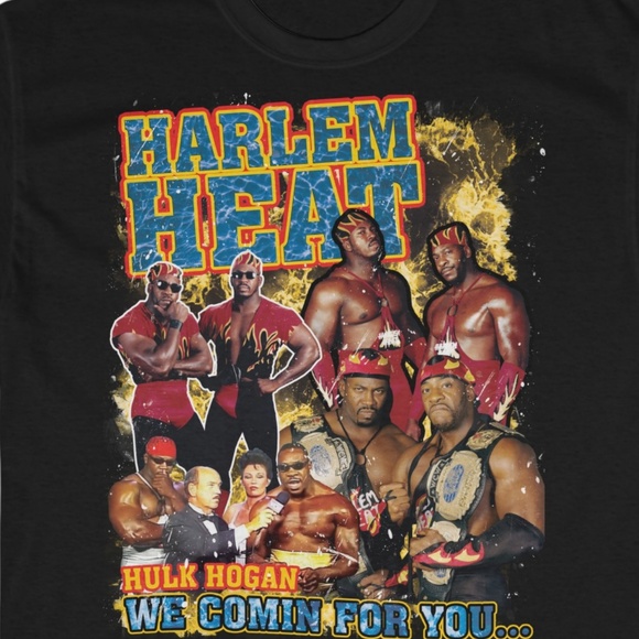 Harlem Heat Black Wrestling Vintage Style Tee - Picture 2 of 2